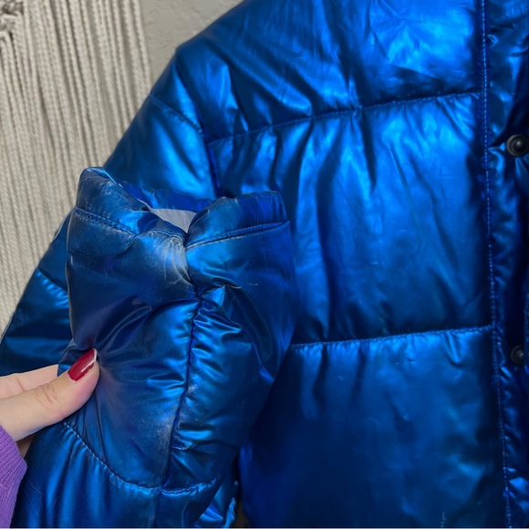 Champion X NASA men sz XS Metallic Puffer Jacket Blue Quilted - Picture 14 of 16